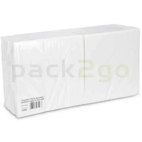 Tissue-Servietten GOURMET, 33x33 1/4 Falz, 2-lagig - weiß - Zellstoffservietten