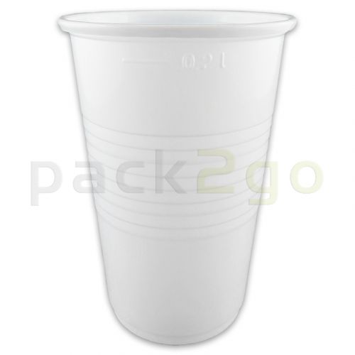 Plastikbecher, weiß, PP - Kunststoff-Trinkbecher (Kaltgetränkebecher) - 0,2l