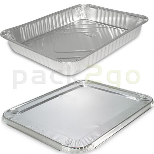 Aluminium schalen, rechthoekig incl. deksel - 227x x 177x30 mm, aluminium bakjes voor menu's