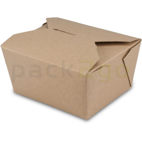 BioPak Foodcase - snackbox met vouwdeksel, gecoat, bruin - 750ml