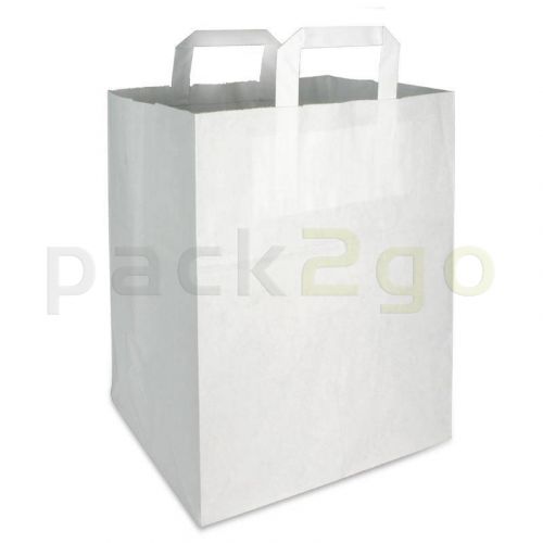 Papiertragetaschen 22+11x28cm - Kraft weiß, umweltfreundlich