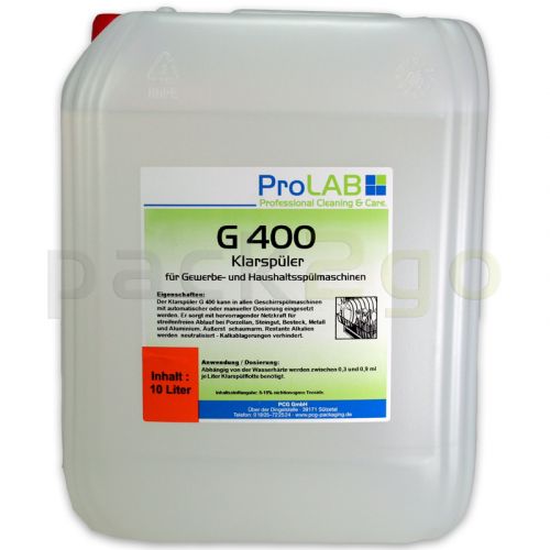G-400 glansspoelmiddel voor spoelmachines - vloeibaar (ProLAB), 10l jerrycan