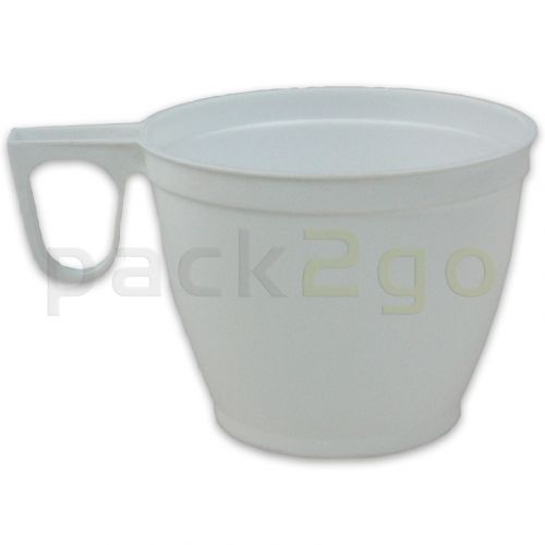Einweg-Kaffeetasse, Plastikbecher mit Griff (Kunststoff) weiß - 180ml