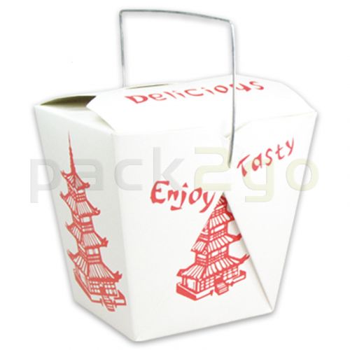 Faltbox mit Metall-Henkel (FoldPak) für Asiabox To Go - Pagoden-Motiv 16oz/500ml