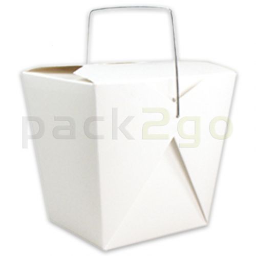 Vouwdoos met metalen handvat (FoldPak) - Asia-/noodle box wit onbedrukt - 8oz/250ml