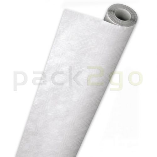 Papier-Tischtuchrollen für Biertische - 80cm breit, 50m, weiß (Damast-Tischtuch, Rolle)