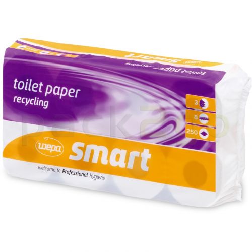 Toilettenpapier, Kleinrolle für Haushalt - Tissue, 3 lagig, hochweiß, 250 Blatt, WEPA 