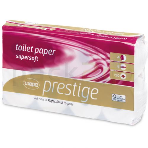 32 Rollen Toilettenpapier Klopapier 4-lagig Hochweiß supersoft Prestige Tissue 