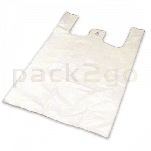 Hemdchen-Tragetaschen - Hochdruck-Polyethylen (MDPE), weiß, 28+14x48cm