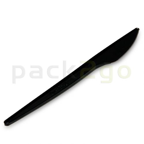 Messen, plastic messen, wegwerpmessen, bestek, zwart, 17,5cm