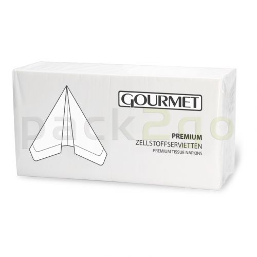 Tissue-servetten GOURMET  33x33 1/4 Falz vouw, 2-laags, kopvouw, celstofservetten - wit