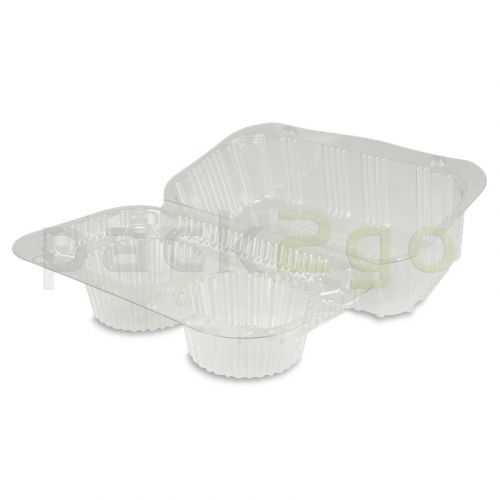 Klappbox für 2 Cupcakes / Muffins, PET, 191x115x95mm - glasklar