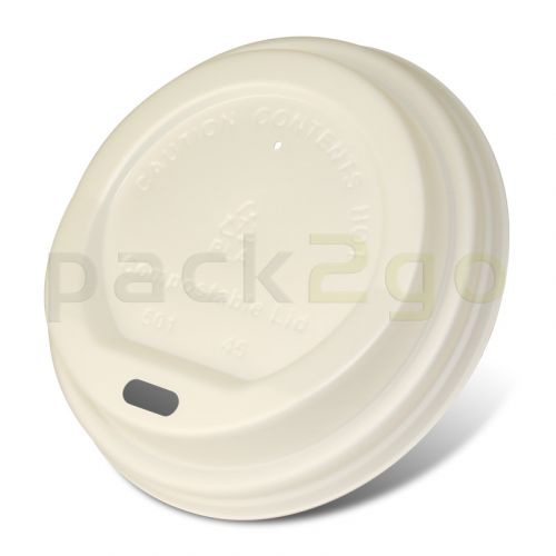 Kompostierbare Coffee To Go Deckel 12/16/20oz, für Kaffeebecher 0,3-0,5L, CPLA - weiß