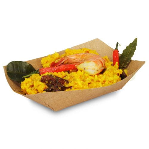 Foodtray aus Recycling-Papier (kompostierbar), braune Snackschale - 107x70x41mm