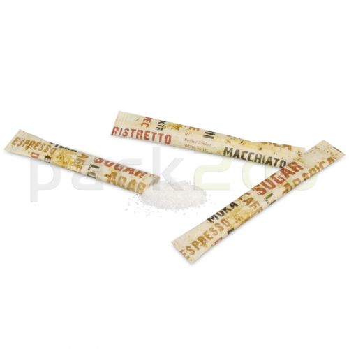 Suikersticks 11cm, ''Barista'', witte fijngestampte suiker