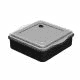 Herbruikbare universele box "ToGo" + stoomdeksel gemaakt van PP, zwart/transparant - 22x21.2x7cm, 2000ml