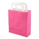 Papiertragetaschen 18+8x22cm - Kraft, pink mit weißem Griff