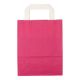 Papiertragetaschen 18+8x22cm - Kraft, pink mit weißem Griff