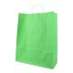 Papieren draagtassen 32+12x40cm - Kraft, groen met wit handvat