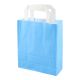 Papiertragetaschen 18+8x22cm - Kraft, hellblau mit weißem Griff