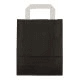 Papiertragetaschen 18+8x22cm - Kraft, schwarz mit weißem Griff 
