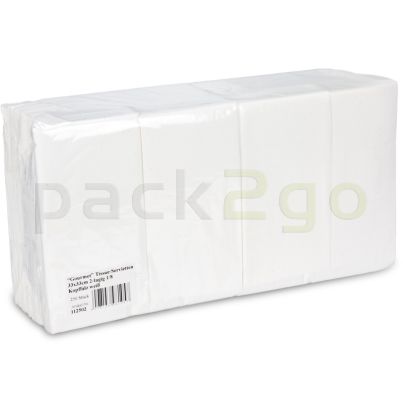 Tissue-Servietten GOURMET, 33x33 1/8 Falz, 2-lagig, Kopffalz - weiß - Zellstoffservietten