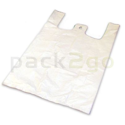 Hemdchen-Tragetaschen - ND-Polyethylen (HDPE), weiß 28+14x48cm