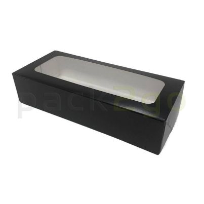 Schwarze Sushi Boxen mit Sichtfenster 22x10x5cm