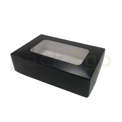 Schwarze Sushi Boxen mit Sichtfenster 19x13x5cm