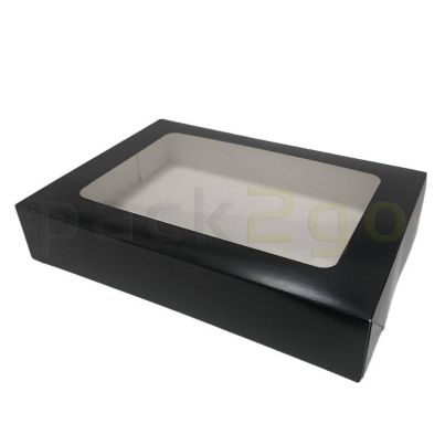 Schwarze Sushi Boxen mit Sichtfenster 26x19x5cm