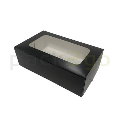 Schwarze Sushi Boxen mit Sichtfenster 16x10x5cm