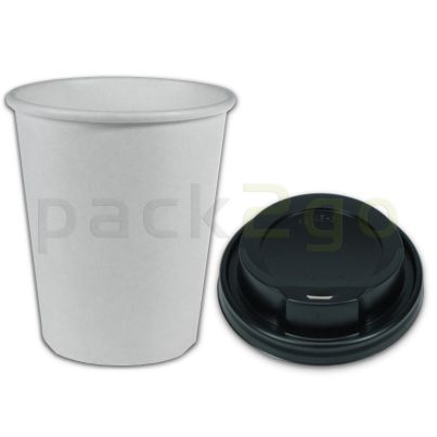 SPARSET - Coffee To Go Kaffeebecher weiß - 8oz, 200ml, Pappbecher mit schwarzem Deckel