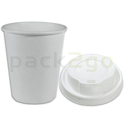 SPARSET - Coffee To Go Kaffeebecher weiß - 8oz, 200ml, Pappbecher mit weißem Deckel