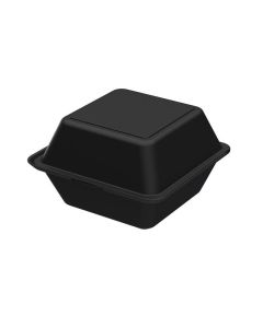 Mehrweg Burgerbox "ToGo" aus PP, schwarz - 15,7x15,7x8,4cm