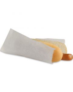 Hot-Dog Beutel Papier, 2-seitig offen, Perga-Ersatz fettdicht, weiße unbedruckte Hotdog-Tüten