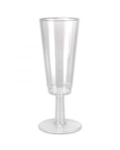 Einweg-Party-Sektglas 0,1L, Plastiksektglas glasklar - komplett Oberteil mit Steckfuß-Unterteil