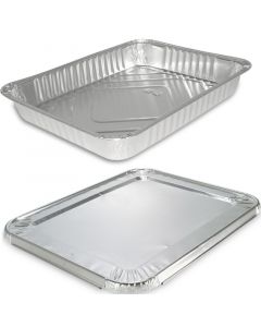 Aluminium schalen, rechthoekig incl. deksel - 227x x 177x30 mm, aluminium bakjes voor menu's