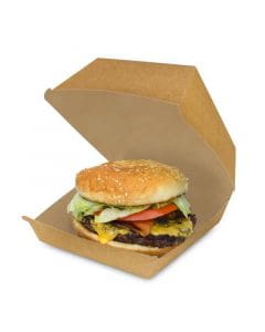 Burgerbox mit Klappdeckel braun - große Hamburger-Box aus Bio-Pappe