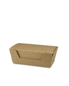 Kompostierbare Snackbox mit Klappdeckel "Eco-Friendly" braun - 125x65x50mm