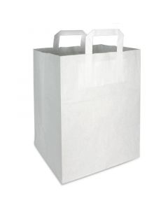 Papiertragetaschen 22+11x28cm - Kraft weiß, umweltfreundlich