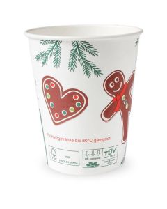 Kompostierbarer Glühweinbecher "Weihnachten", Becher für Heißgetränke - 8oz, 200ml