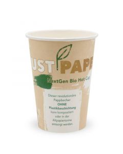 Kompostierbarer Kaffeebecher "Just Paper", NextGen Coffee to go Becher, Ø90mm - 12oz, 300ml