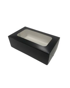 Sushi-Box aus Karton mit Sichtfenster, schwarz - Größe 1, 160x100x50mm