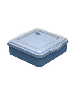 Mehrweg Universalbox "ToGo" + Dampfdeckel aus PP, blau/transparent - 22x21,2x7cm, 2000ml