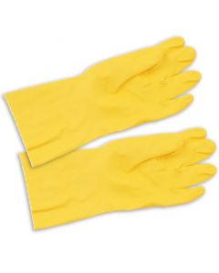 Gummi-Handschuhe, gelb, baumwollgefütterter Haushaltshandschuh, allergiearm, lang - Groß