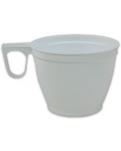 Wegwerp-koffiekopje, Plastic beker met greep (kunststof) wit - 180 ml