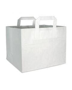 Papieren draagtassen voor gebak, lunchroom-draagtassen 32 + 17 x 27 cm - extra kraft wit