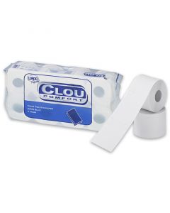Toiletpapier, kleine rol voor in het huishouden - "clou comfort"- tissue, 2-laags, wit 250 vel T4