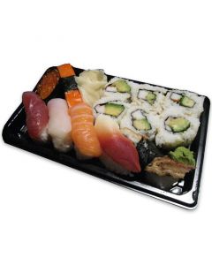 Sushi verpakking inclusief deksel, sushi-box to go-tray, zwart, klein
