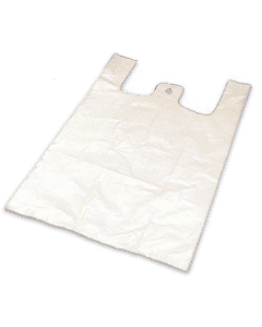 Hemdchen-Tragetaschen - Hochdruck-Polyethylen (MDPE), weiß, 28+14x48cm